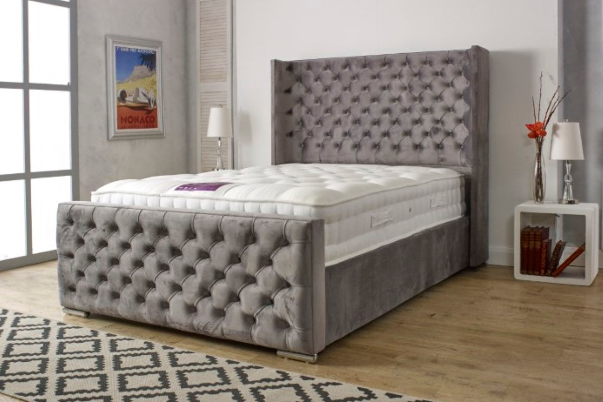 plush velvet kingston bed frame